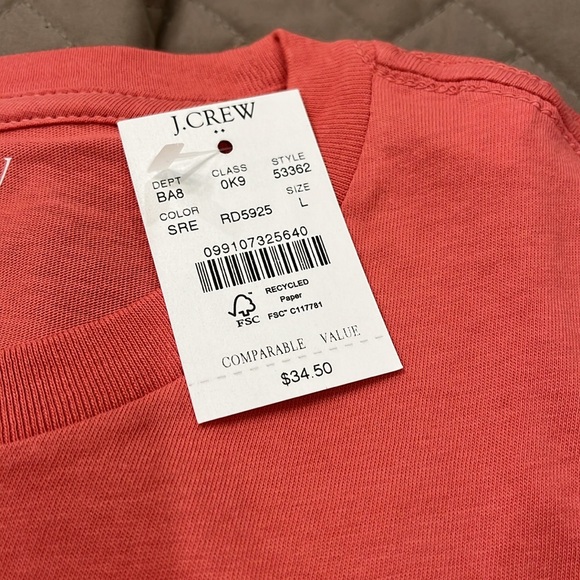 J. Crew Seasoned Red Cotton washed jersey tee/NWT/L - Picture 5 of 8